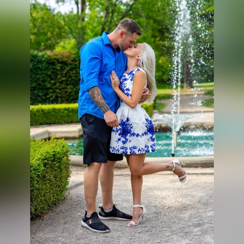 Unique Vintage Blue and White Mini Dress